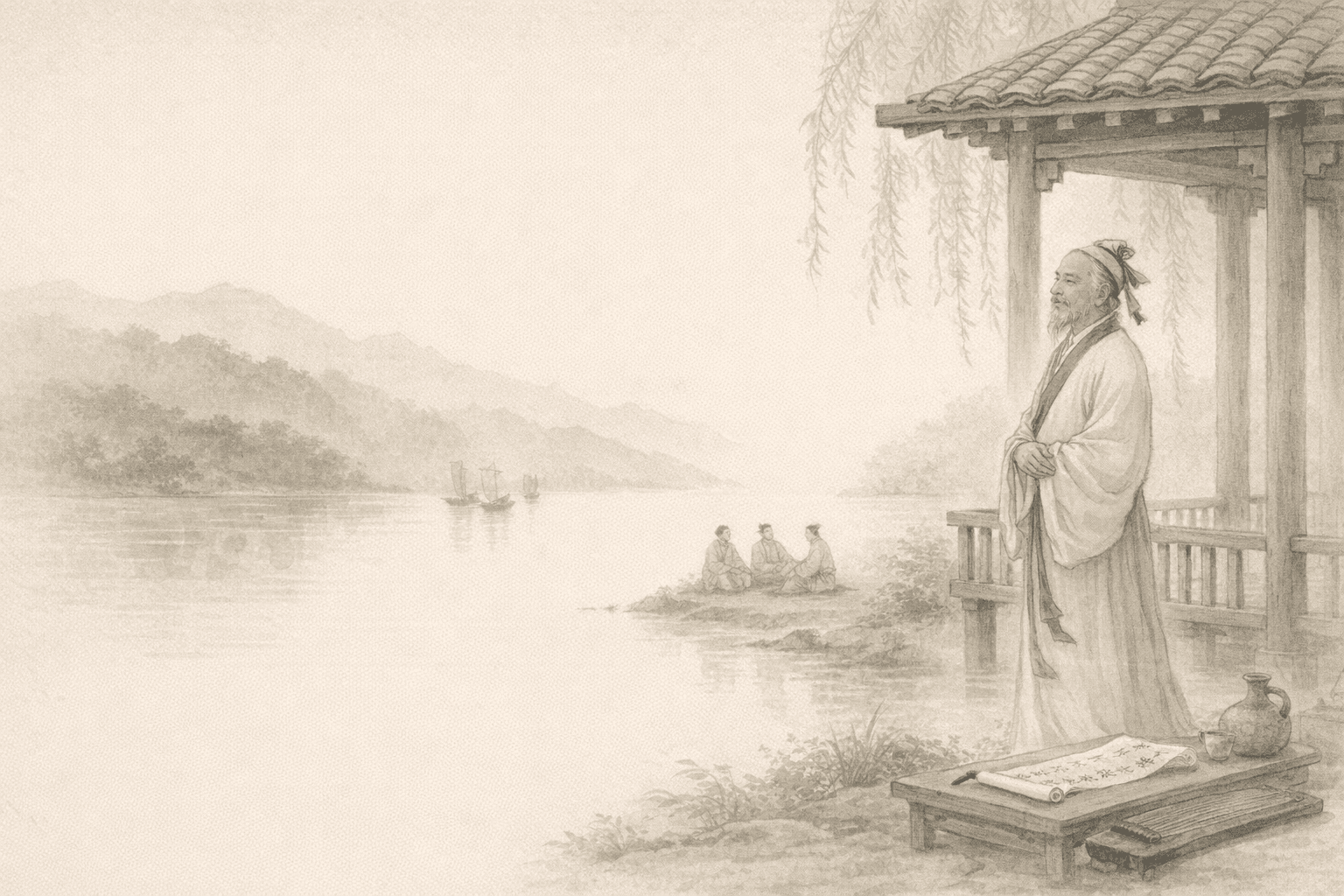 Historical allusion artwork for Wong Tai Sin Sign 6, Wang Xizhi Returns to His Hometown