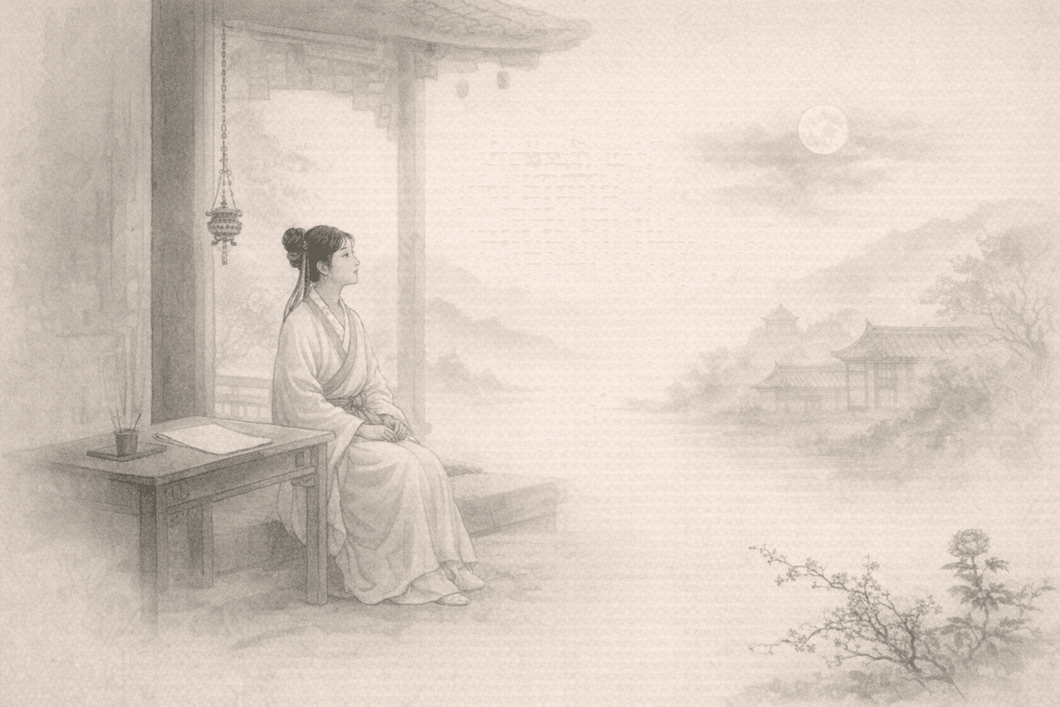 Historical allusion artwork for Wong Tai Sin Sign 22, Chen Miaochang Yearns for Love