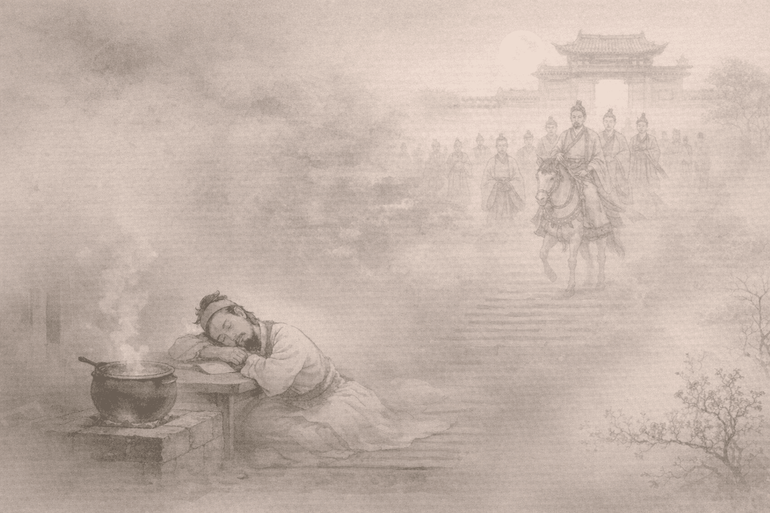 Historical allusion artwork for Wong Tai Sin Sign 23, The Illusory Dream of Handan