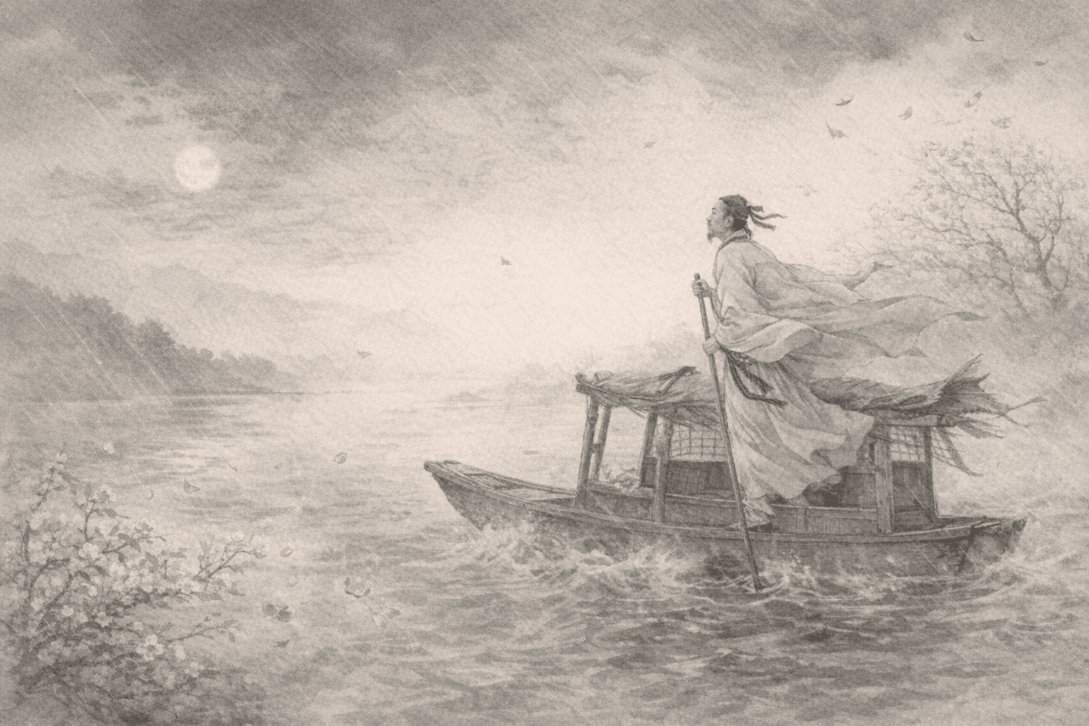 Historical allusion artwork for Wong Tai Sin Sign 31, Cai Zhongxing Encounters Danger