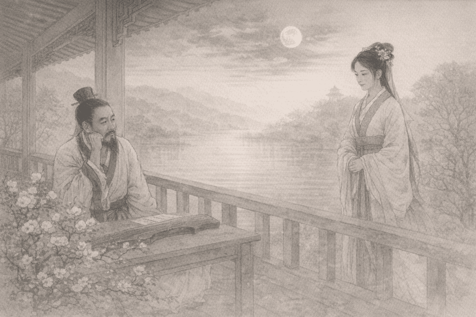Historical allusion artwork for Wong Tai Sin Sign 42, Wang Yun Presents Diao Chan