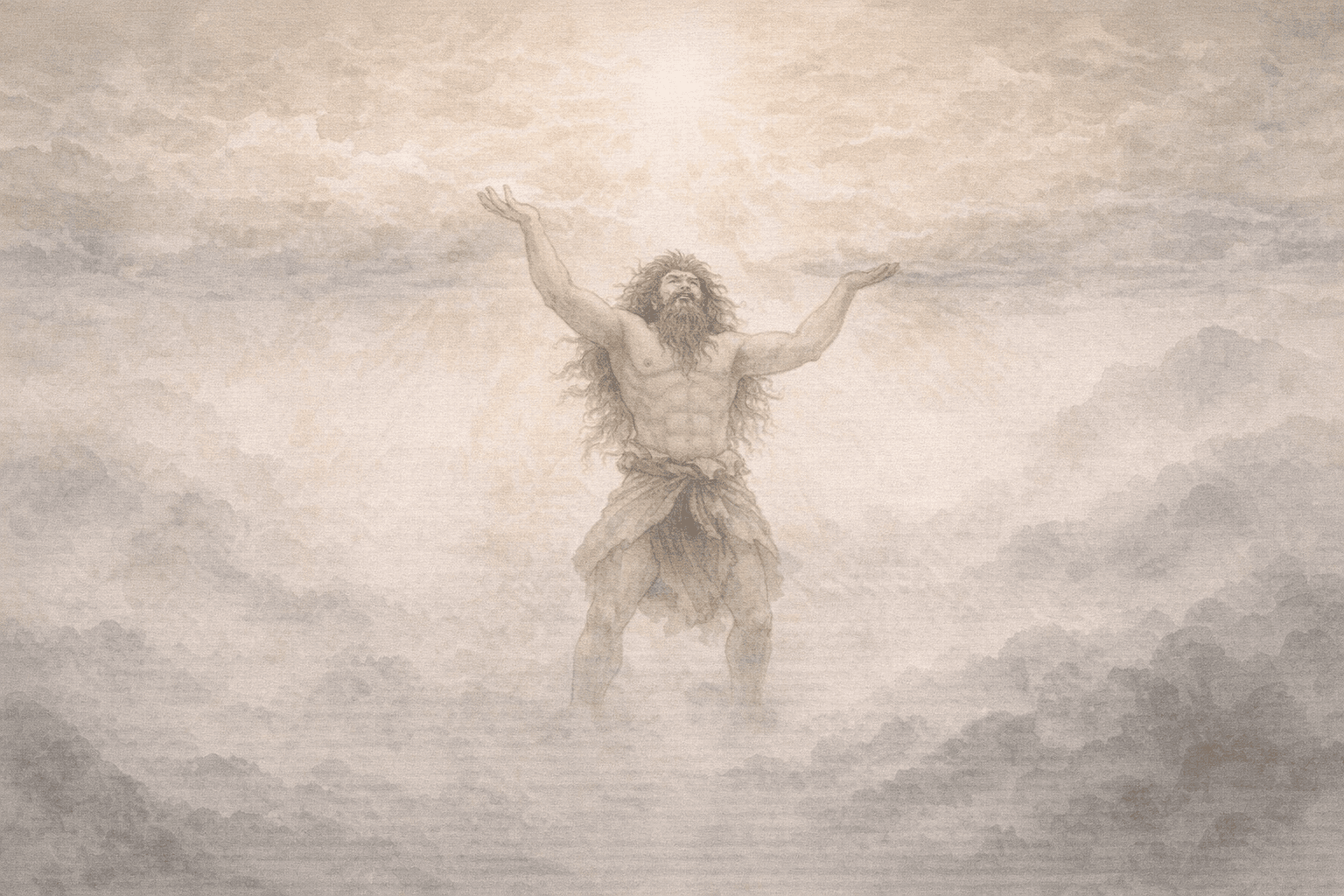 Historical allusion artwork for Wong Tai Sin Sign 52, Pangu Separates Heaven and Earth