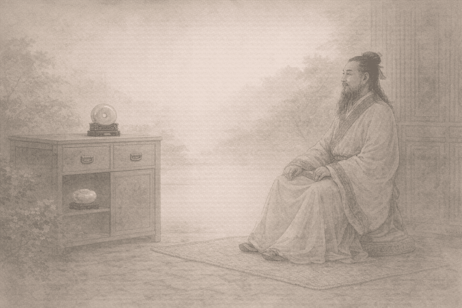 Historical allusion artwork for Wong Tai Sin Sign 62, Confucius Not Taking Office