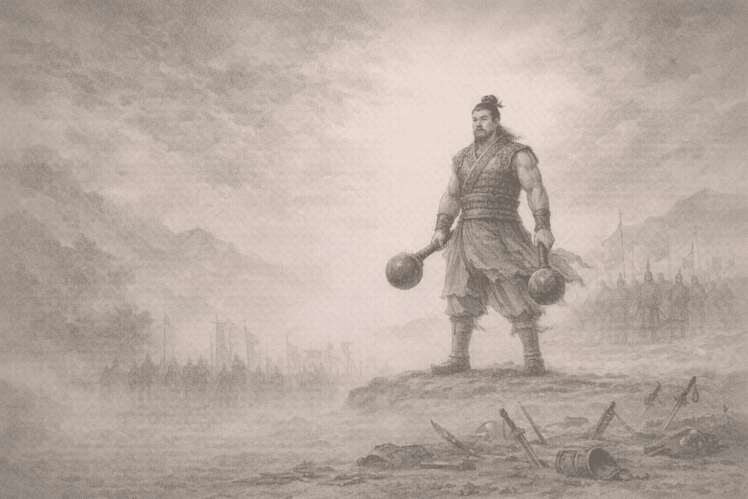 Historical allusion artwork for Wong Tai Sin Sign 67, Li Yuanba Proclaims His Prowess