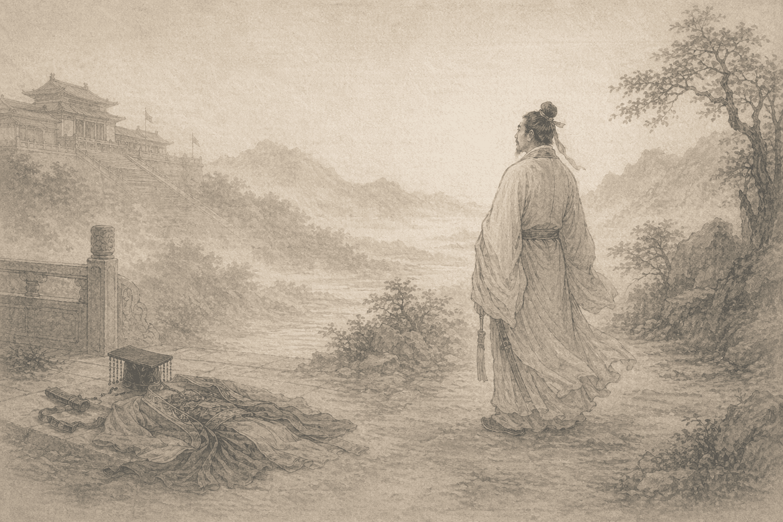 Historical allusion artwork for Wong Tai Sin Sign 79, Zhang Liang Comprehends the Dao