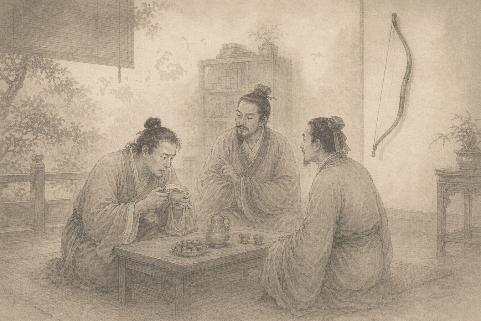 Historical allusion artwork for Wong Tai Sin Sign 80, Le Guang Dispels Doubts