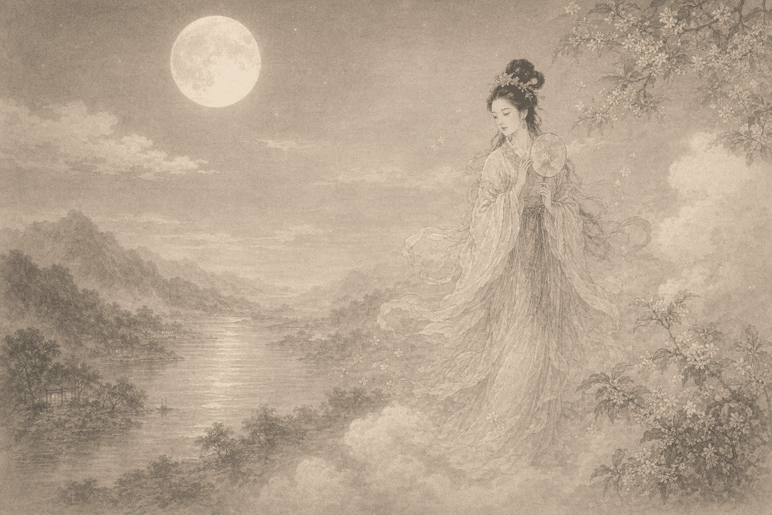 Historical allusion artwork for Wong Tai Sin Sign 91, Chang'e in the Moon